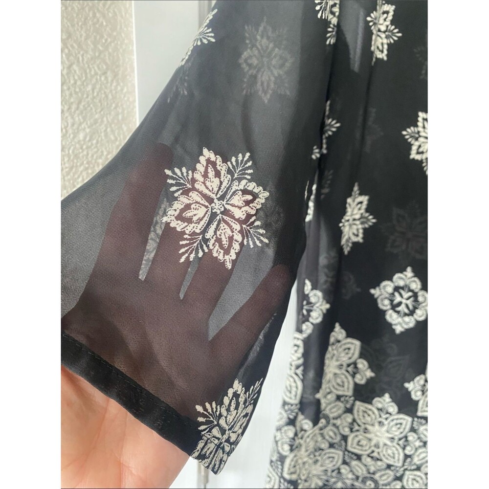PontoCruz Black & White Lace-Up Boho Swimsuit Cover and Tunic Top Size L - Picture 7 of 11